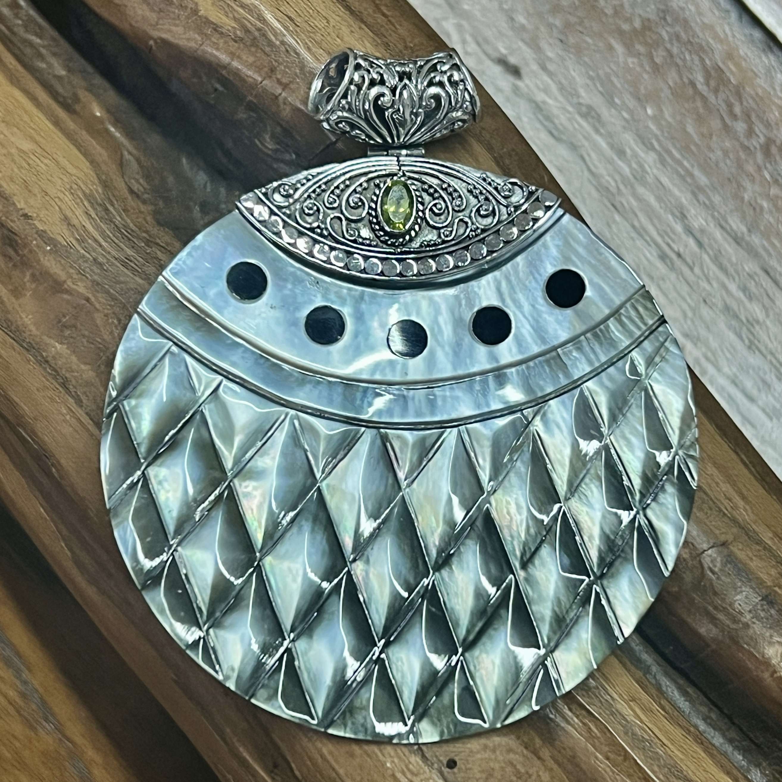 (HANDMADE 925 BALI STERLING SILVER FILIGREE MIXSTONE WITH SHELL)